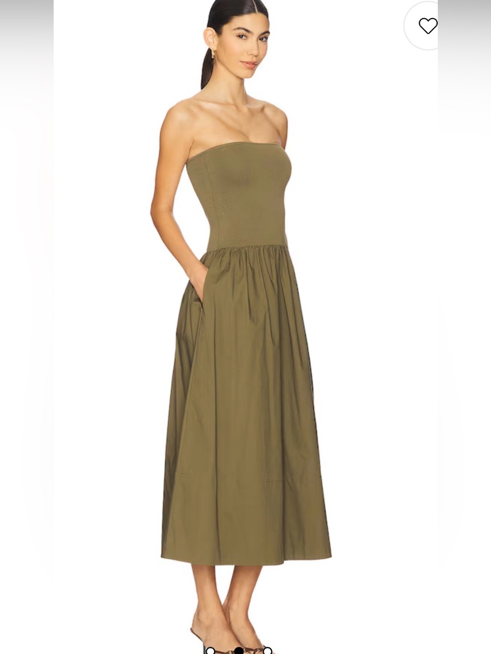 pistola Olive Strapless Smocked Bodice Midi Dress